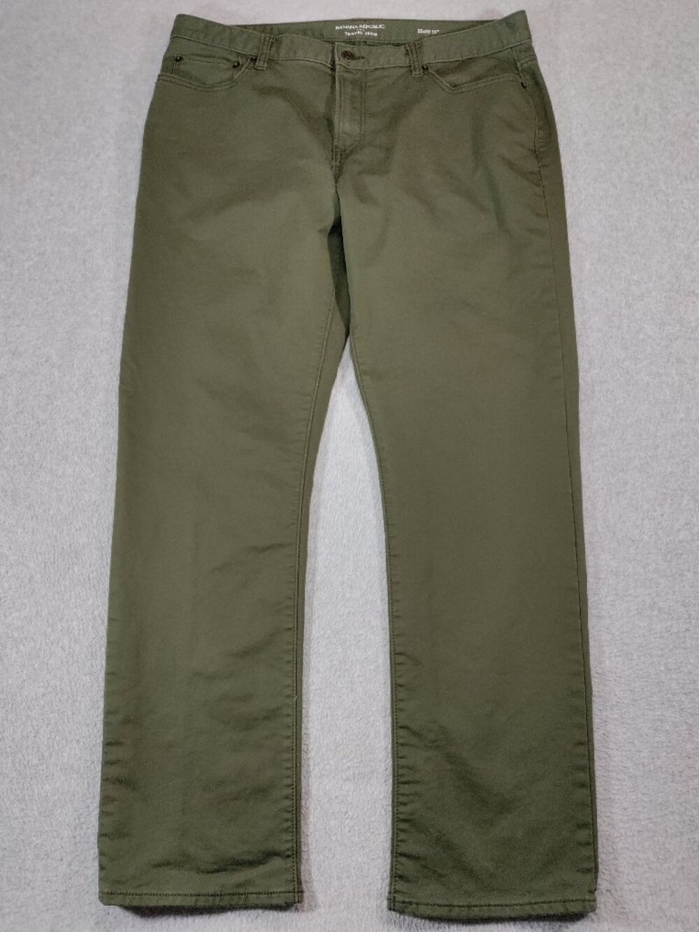 Banana Republic Travel Jean Mens 35x32 (35x29) Slim Olive Stretch Pants